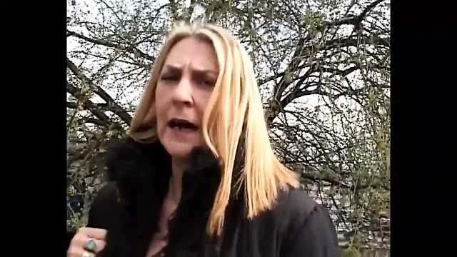 Rough and Bad Guy Fuck Wildly a Sexy Blonde MILF in Black Stockings