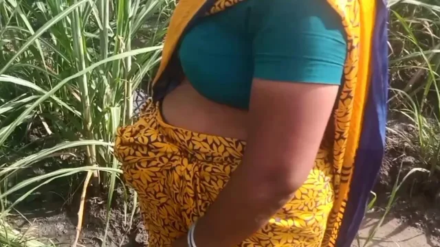 Desi- Friend's wife holding and squeezing breasts in guava plantation