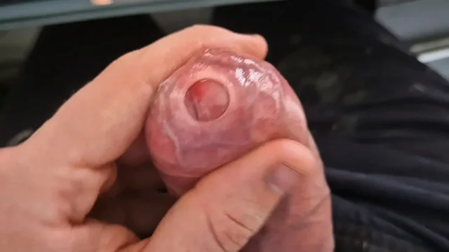 Big Uncut Daddy Tight Phimosis Foreskin Play Precum Flood and Cumplay