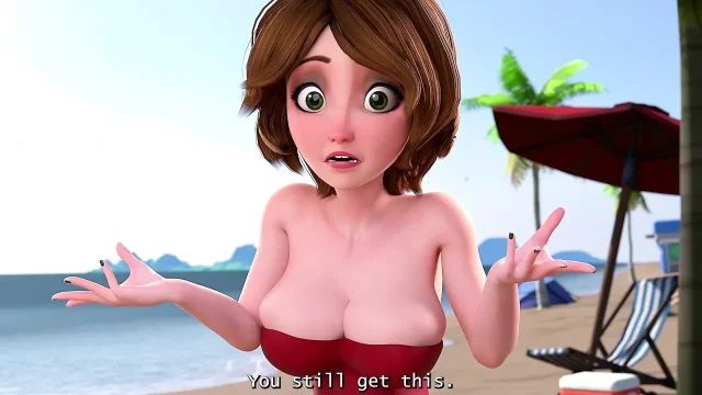 Busty Aunt Cass Play with a Little Dick on the Beach Exclusive Full 3D Gameplay