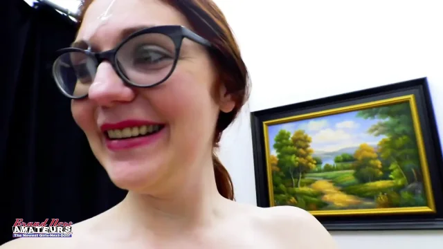 Big cum rope for petite quirky-hot redhead Librarian type very submissive milf