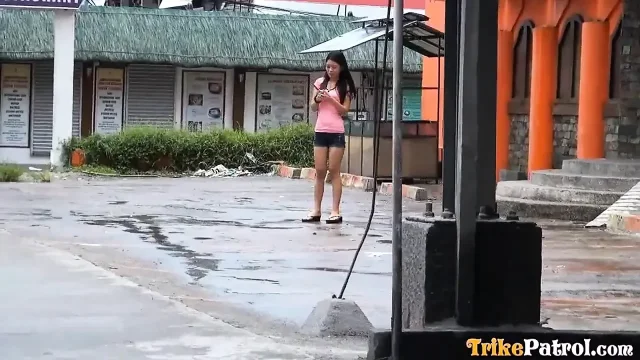 Bouncy tit Asian pounded on the bed