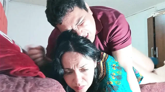 Indian stepmother shares bed with her stepson they end up fucking hard
