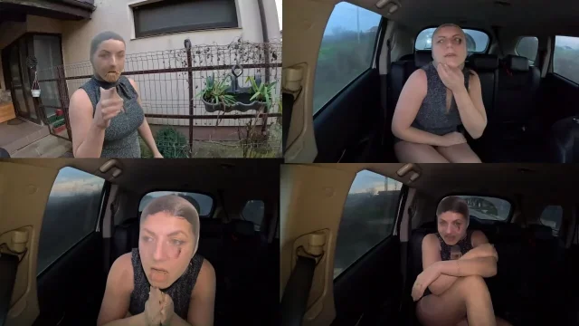 Risky Public Trip in Full Pantyhose Encasement – Nylon Doll in the Car