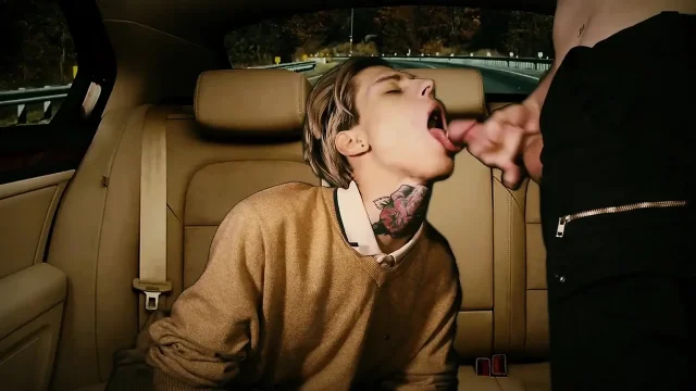 Hunk fucked in anal in the back seat of a car