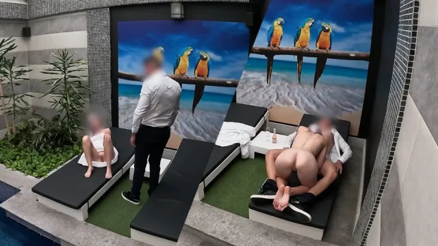 I undress in front of the hotel waiter he agrees to eat my tight pussy and I