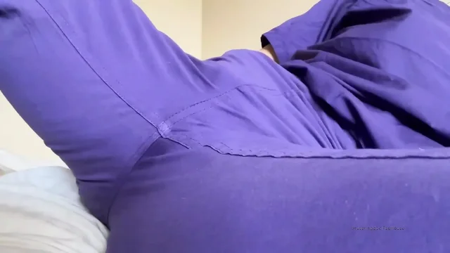 Purple Scrubs Bed Masturbation at Work