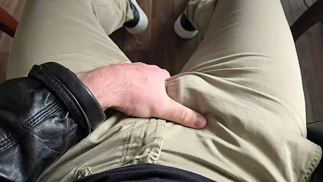 German voice brutally humiliates you leather jacket hard cock drips Precum red