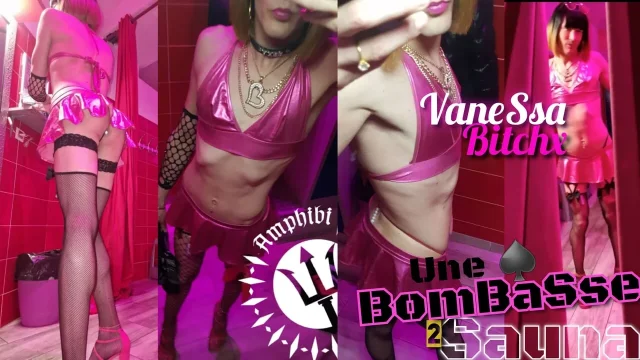 A BomBaSse in aSauna French transvestite ULTRaSEXx Pink Mini Skirt Thong Thong