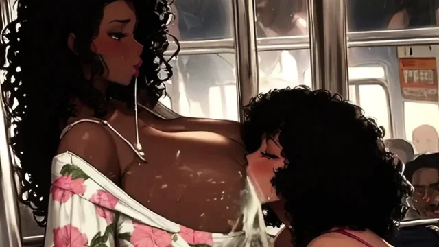 Big Titty Lesbian Hentai MILFs Drink Each Others Milky Tittys on the Bus in New