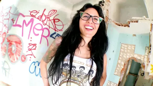 Spanish brunette fucks at abandoned ruins