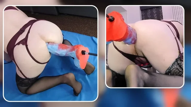Big dildo anal Masturbation on the fucking machine