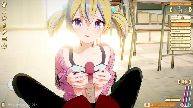 Anal plays with a schoolgirl in a classroom