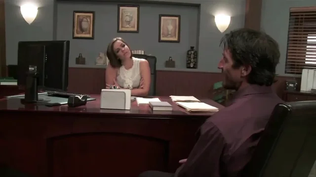 Big ass secretary in nylons likes to suck Tommy's Gunn cock