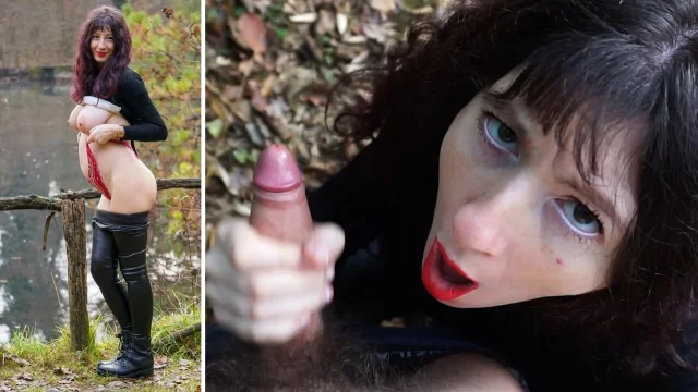 PREGNANT woman with lipstick takes you into the woods and gives you a