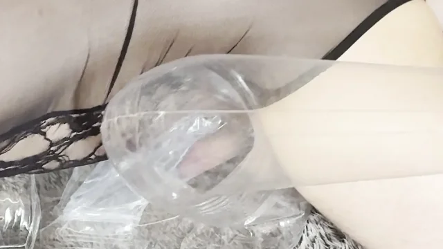 Watch a man creampie a clear transparent doll - Missionary - close up slow motion
