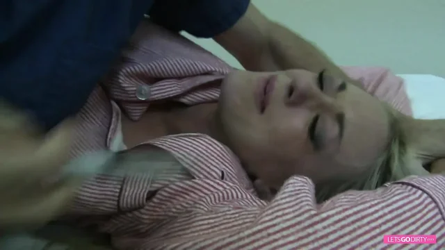 Blonde bombshell with amazing tits fucks the radio host
