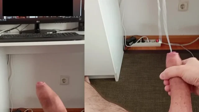 Huge thick cumshot moaning loudly while watching my own porn video on my pc