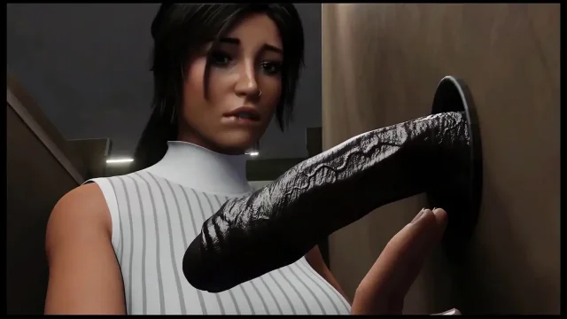 Croft Adventures Hentai Game Parody Ep5 Lara Find a BBC Gloryhole in the Library Restroom