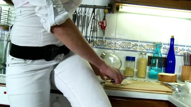 Sexy blonde with nice tits banged in the kitchen