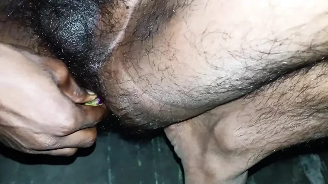 to brinjal Put it in the ass and masturbated