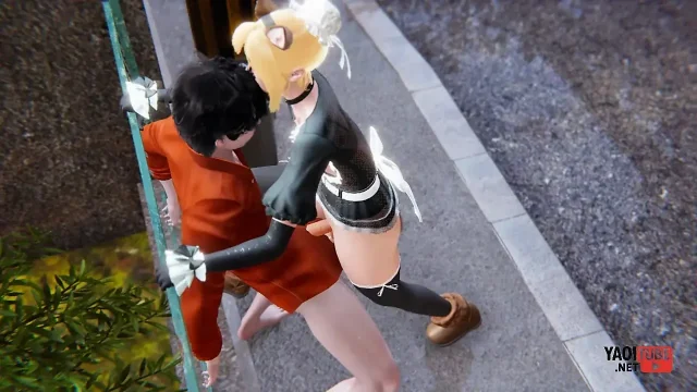 Yaoi Sexy Cat Maid Femboy Is Fucked in Public