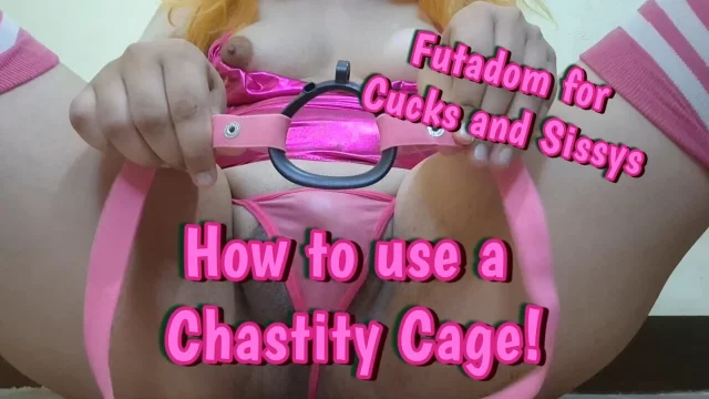 Futanari Mistress Shows you How to Use a Chastity Cage