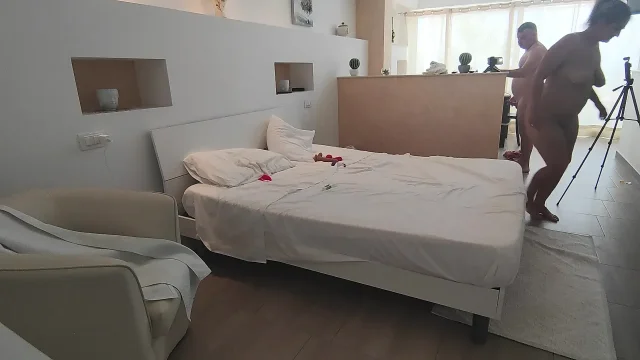 Stepmother on vacation gets fucked by her stepson while waiting for her cuckold husband