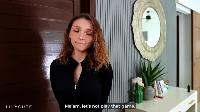 Delivery Girl Drops the Package Pays with Her Ass