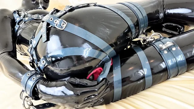 OnlyFans teaser - Anal fun in latex catsuit with built-in vaginal and anal condoms