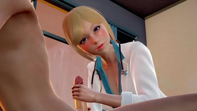 Pantyhose Nurse Rina in 3D Hentai - POV Handjob and Close-Up Titfuck with a No