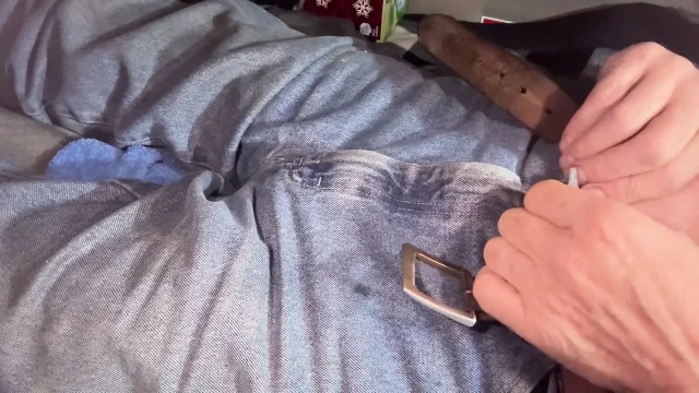 Pants Down CUM on my Thigh