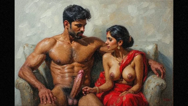 Aunty watches her neighbour uncle fuck his wife and she also joins for threesome sex