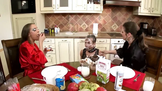 Submissive Slave Covered in Messy Delight