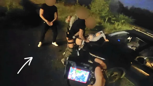 Real amateur THREE COCKS in a parking My FIRST CAR SEX experience turns into a gang bang