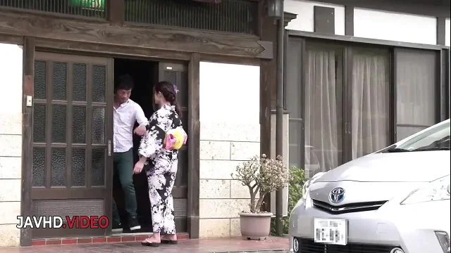 Kimono babe fucked hard and made to swallow big time
