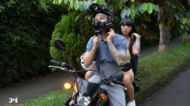 Horny petite girl skips class to go fuck her boyfriend on a motorcycle - Danner