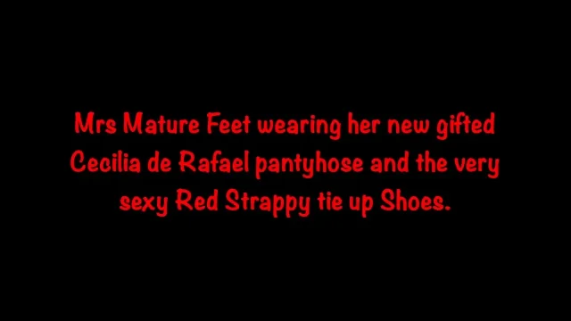 MRs Mature Feet wearing the sexiest tights and shoes ever