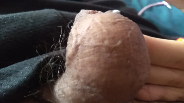 Man alone massaging his dirty dick
