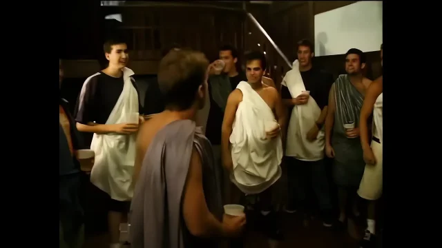 Young Beauty Surrounded by Cocks