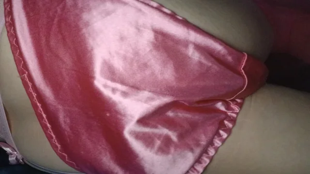 Pink panties on penis of panty boy