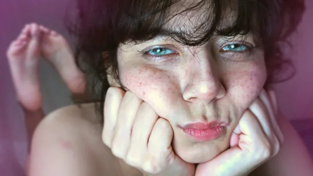 Pink Pussy Fucked with Big Dildo Green Eyes and Deep Eye Contact
