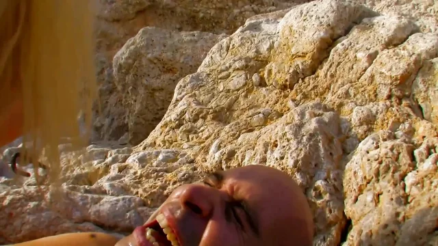 Amazing naked blonde on the beach ass fucked by a big cock