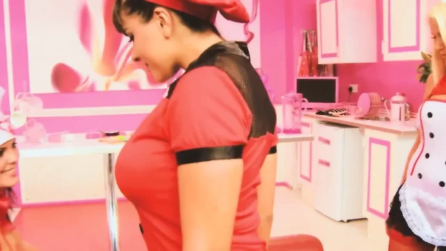 Together Better Scene-4exuberant Busty Friends in Lingerie Share a Cock and Cumshot