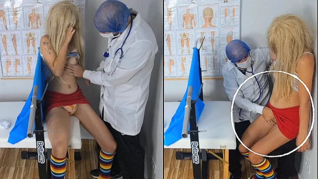 The tension between the doctor and patient ends in cumshot