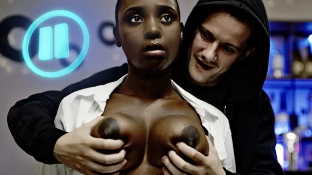Black African Ebony Girl Freeze Fucked & Creampied by Creep Thief - Interracial