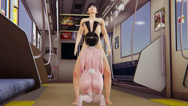 Sexy Bunny Cosplay Ayako in Subway Hentai - Enjoy Free-Hand Blowjob for a Big