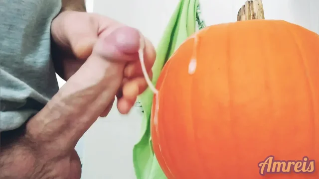 Another Halloween orgasm Throbbing and thick on pumpkin