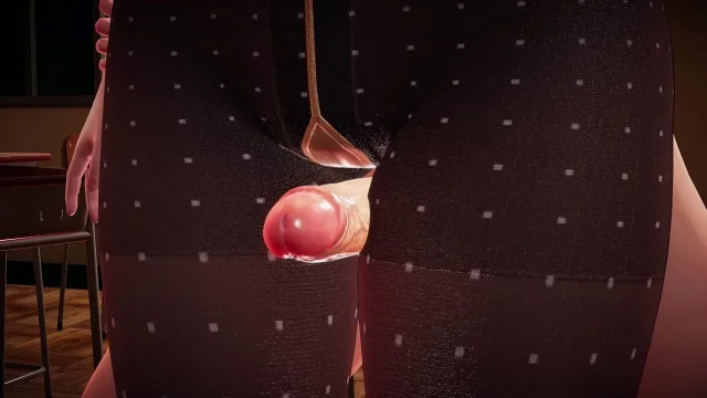 Nylon-Clad Sexy Teacher Rino 3D Animation - Thighjob Fetish Big Dick Close-Up