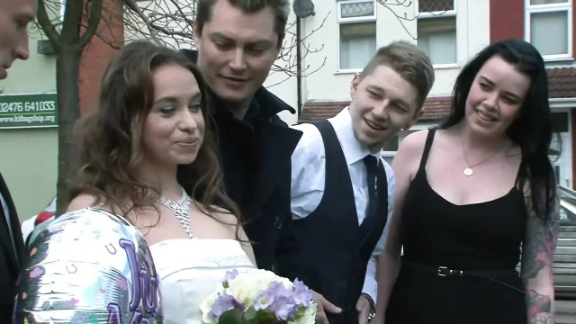 Horny brunette gets banged on her wedding
